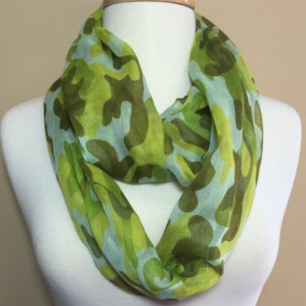 Green Blue Camo Camouflage Infinity loop Scarf